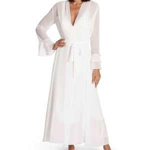 Sheer Chiffon Long Wrap Robe and Pearl Detailed Slip